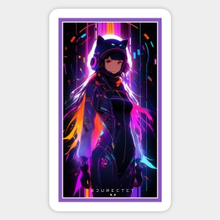 Anime Cute Cat Girl | Quality Anime Girl Artwork | Sci-Fi Manga Girl Anime Art Sticker